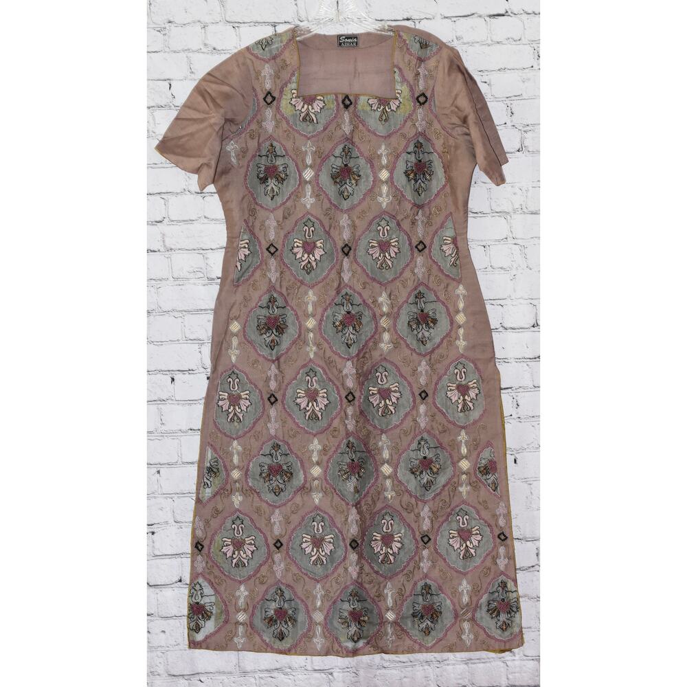 Sonia Azahr Handcrafted Pakistani Indian Embellished Sea Shell Embroidered Dress